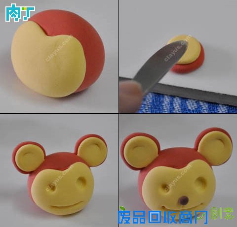 轻粘土猴子制作方法 可爱的坏蛋猴超轻粘土手办教程╭★肉丁网