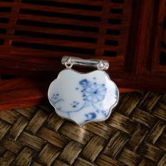 清代如意青花古瓷项坠