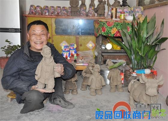 平度荆宝海双脚无力作品有形 身残志坚传承泥塑艺术