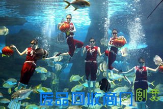 海洋馆美人鱼水下花灯巡游