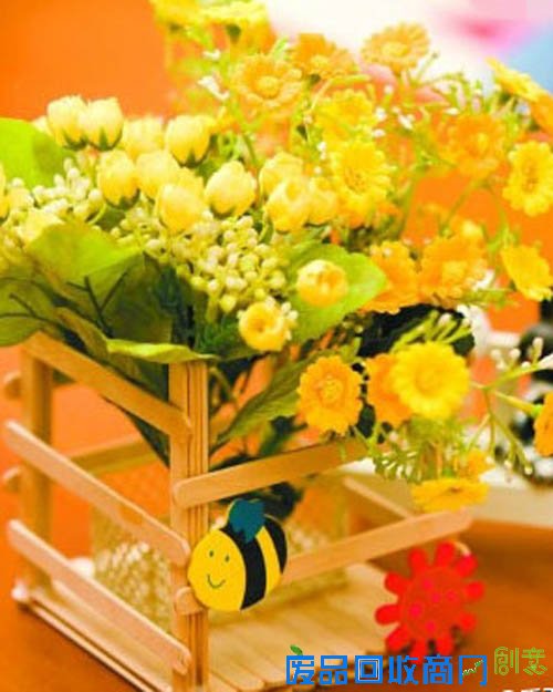 简易花架 冰棒棍制作的小清新花架教程
