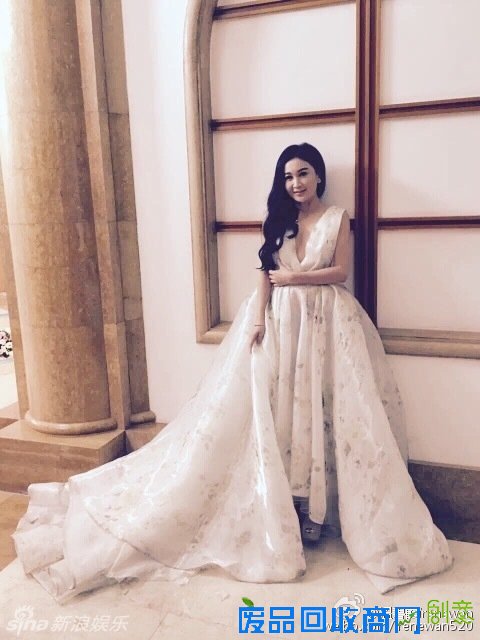 温碧霞晒拍摄现场照 深V婚纱秀身材 网友:女神发胖了