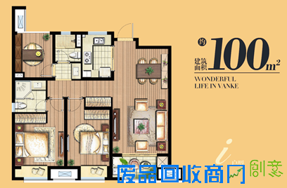 万科金域平江建筑面积约100平户型图 万科金域平江建筑面积约100平户型图