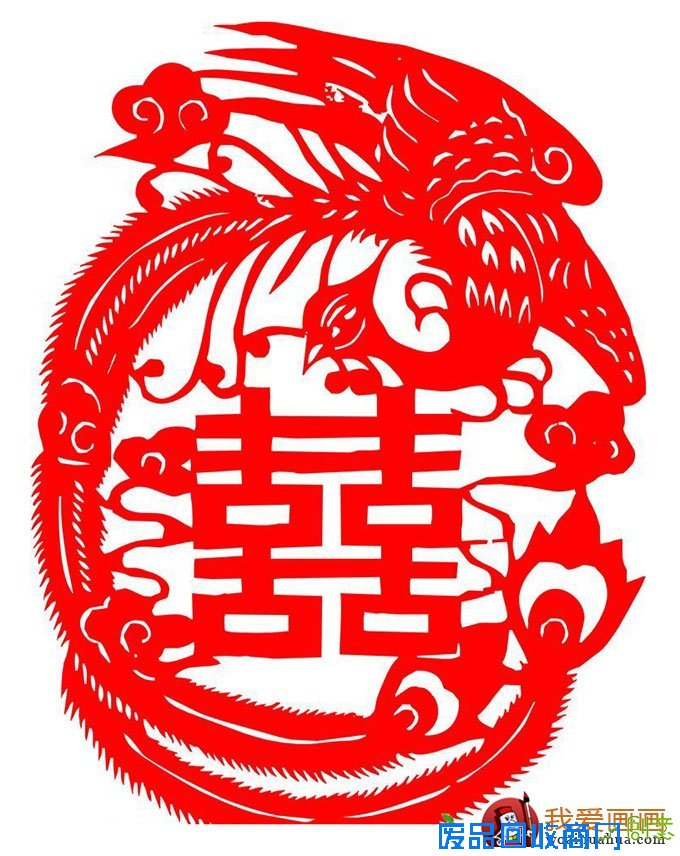 喜字剪纸图案大全:双喜鸳鸯