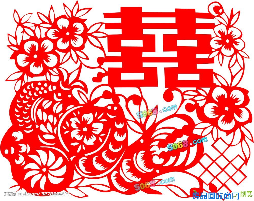 剪纸图案大全-喜字窗花的同学