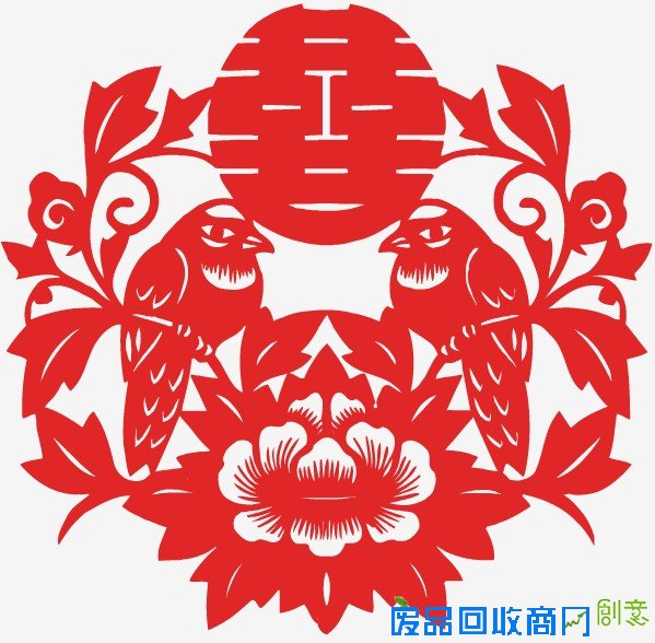 剪纸图案大全-喜鹊喜字剪纸的