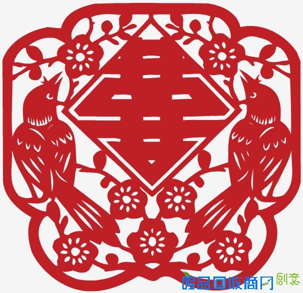 剪纸图案大全-喜上眉梢喜字