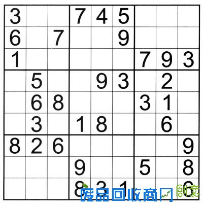 在每一行每一例每一宫(3×3格被粗线划分的区域)填上1到9数字且每个数字不能重复