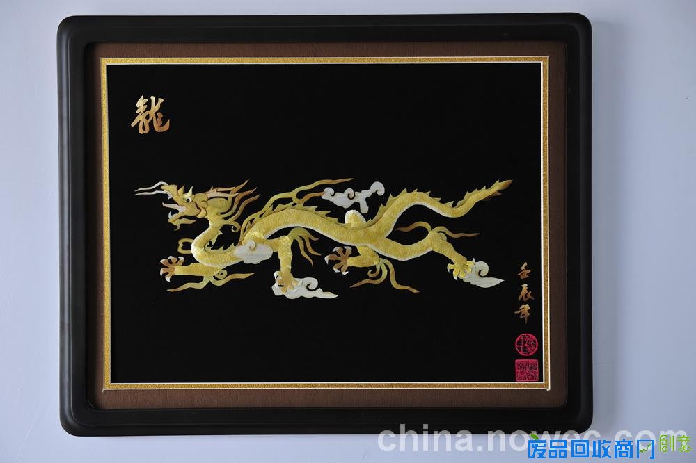 供应中国民间手工艺品兰韵麦秆画龙装饰画图片