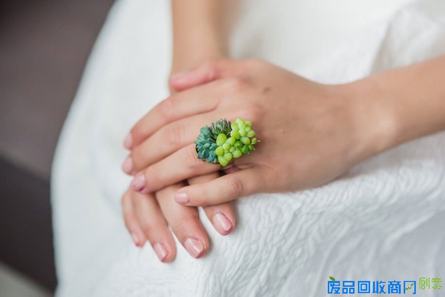 苏珊用自家花园里的肉质植物创造出了精致的头巾、项链、耳环、手镯等“生物珠宝”(网页截图)