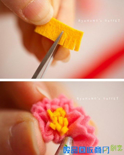 【手工饰品制作教程】不织布手工制作戒指手工教程,不织布花朵手工图解