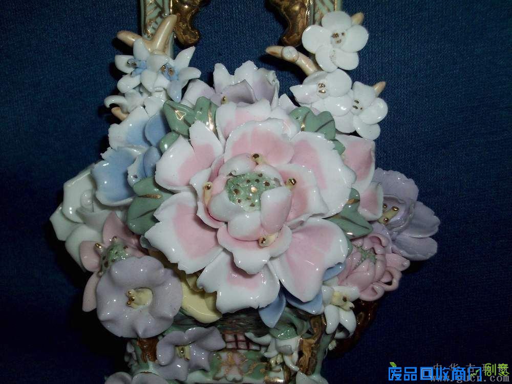 【旧瓷】漂亮的壁挂花篮(全品)001