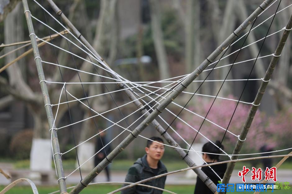 南京大学生用“竹子”搭建创意建筑