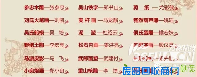 参加合肥七桂塘非遗展手工艺术家名单