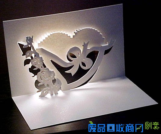 情人节玫瑰之心立体贺卡礼物模版与制作教程