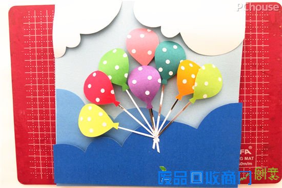 可爱纸艺DIY教程 缤纷气球立体贺卡