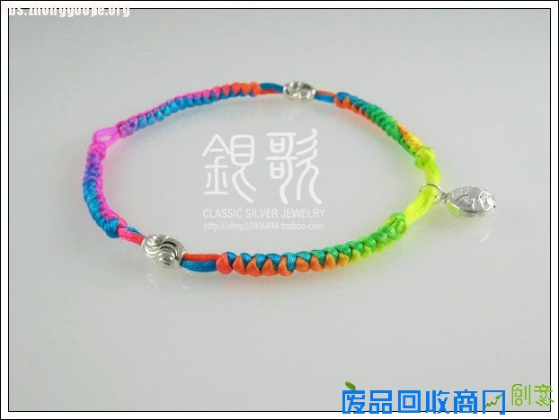 第一次发帖~发个刚编的99纯银转运珠五彩绳脚链~-编法图解