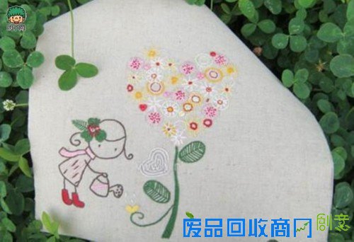 《爱心树》手工刺绣成品及详细绣法分解步骤和图纸