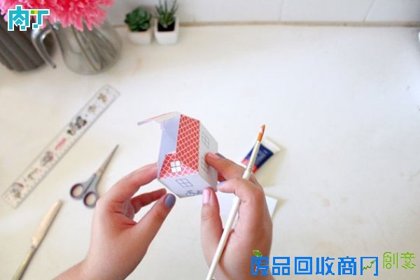 可爱的卡纸房子的手工制作方法图解教程◆肉丁儿童网