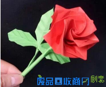 折纸玫瑰花步骤图解-简单玫瑰花