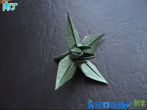 50种纸玫瑰的折法之带枝叶纸玫瑰花折纸方法图解 玫瑰花叶折法╭★肉丁网