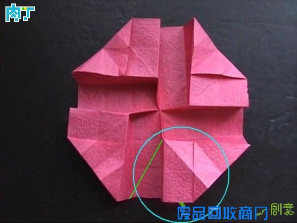 50种纸玫瑰的折法之带枝叶纸玫瑰花折纸方法图解 玫瑰花叶折法╭★肉丁网