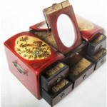 古典镜子首饰柜抽屉仿古实木首饰盒子高档梳妆盒中式 中国风 红妆