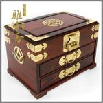 三层特大木制化妆盒 首饰盒 红酸枝仿古梳妆盒 镜子铜锁 多层木质