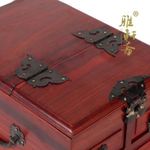 原装W雅轩斋】红檀木 仿古木制收纳盒 带镜子梳妆 多层红木首饰盒