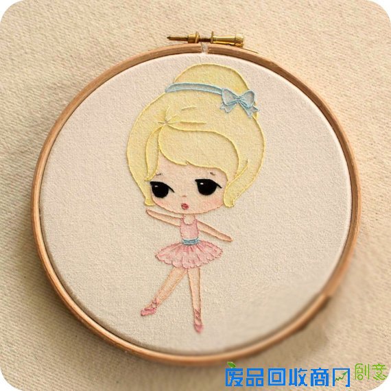 小清新卡通人物手工刺绣作品欣赏