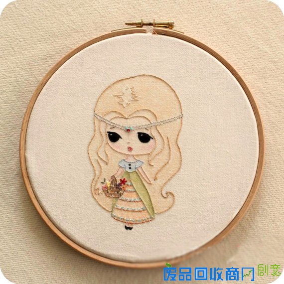小清新卡通人物手工刺绣作品欣赏