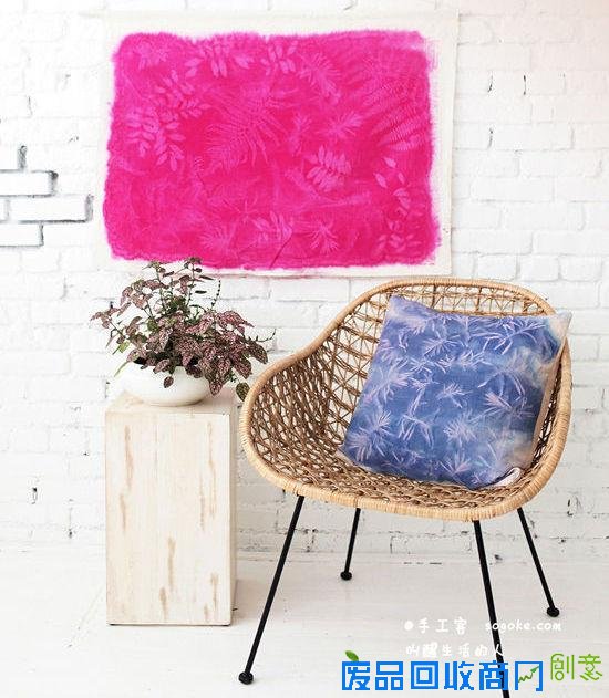 diy染色教程:植物+阳光+纺织染料=美丽的植物图案染色靠垫创意diy教程