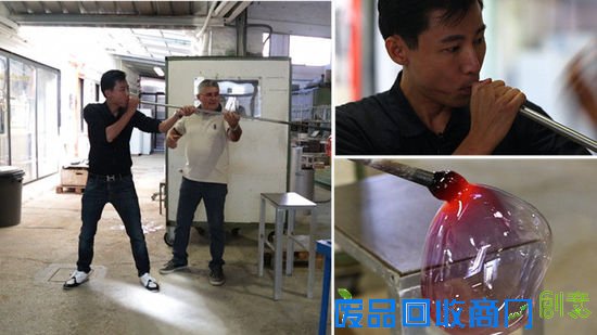 主持人王翰涛在意大利威尼斯尝试亲自制作手工玻璃制品