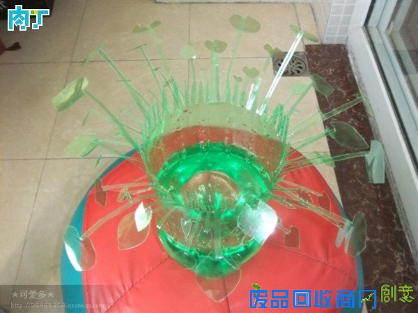 雪碧瓶、饮料瓶废物利用图片 大号塑料瓶水培花篮教程╭★肉丁网