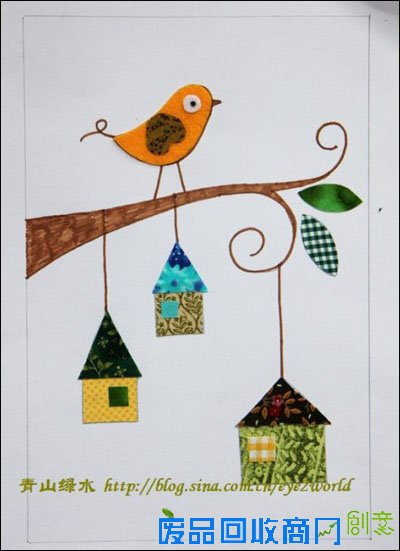 和小朋友一起做秋天的布贴画