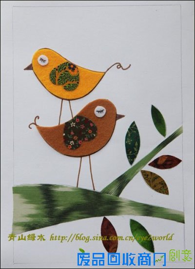 和小朋友一起做秋天的布贴画