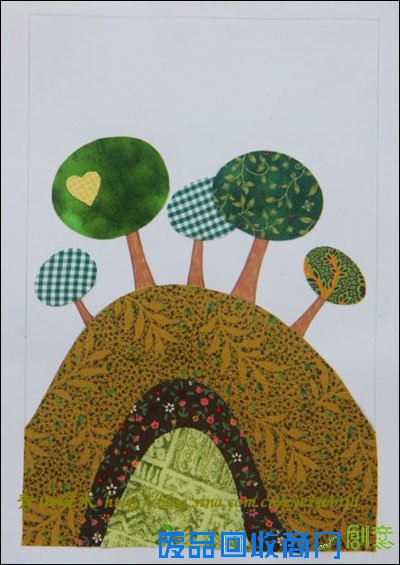 和小朋友一起做秋天的布贴画