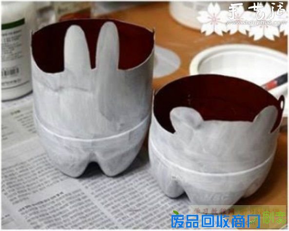 可乐瓶/饮料瓶手工DIY卡通花盆的教程 -  