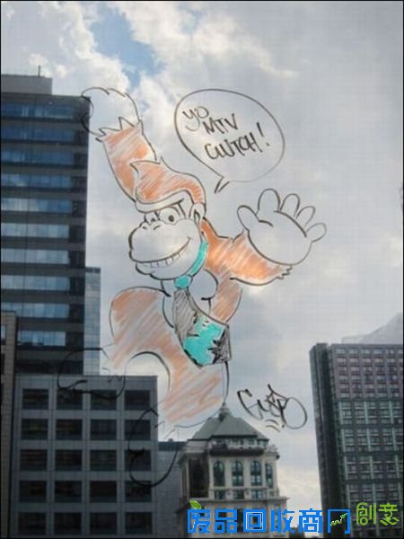 办公室里的趣味玻璃涂鸦艺术