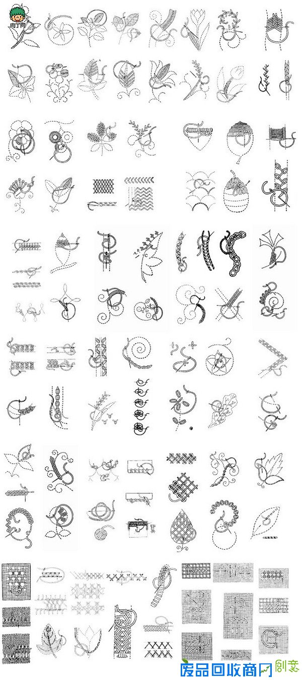 链针绣和菊花绣等手工刺绣针法教程图解 刺绣