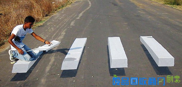 以假乱真：印度小哥创作3D错觉绘画（组图）
