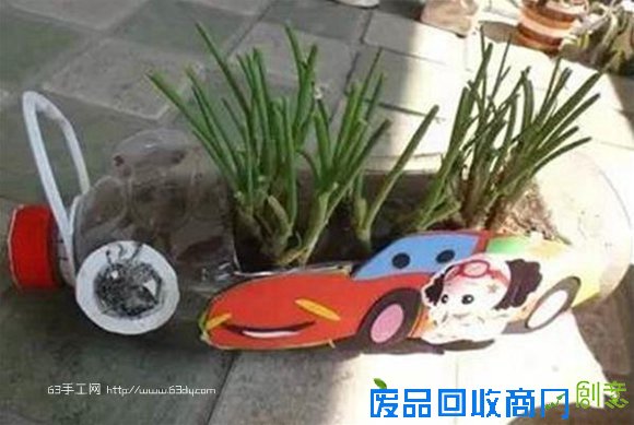饮料瓶变废为宝手工制作创意卡通花盆4