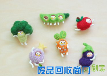 萌化了的羊毛毡蔬菜小玩偶 超级可爱