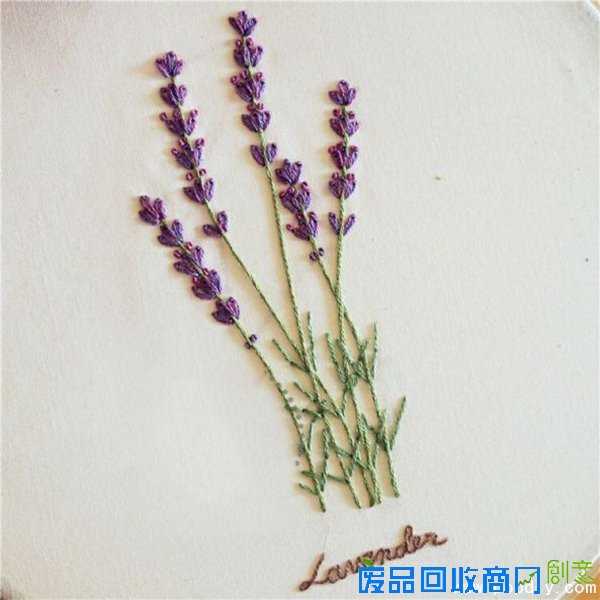 一款小清新文艺的薰衣草刺绣教程图解