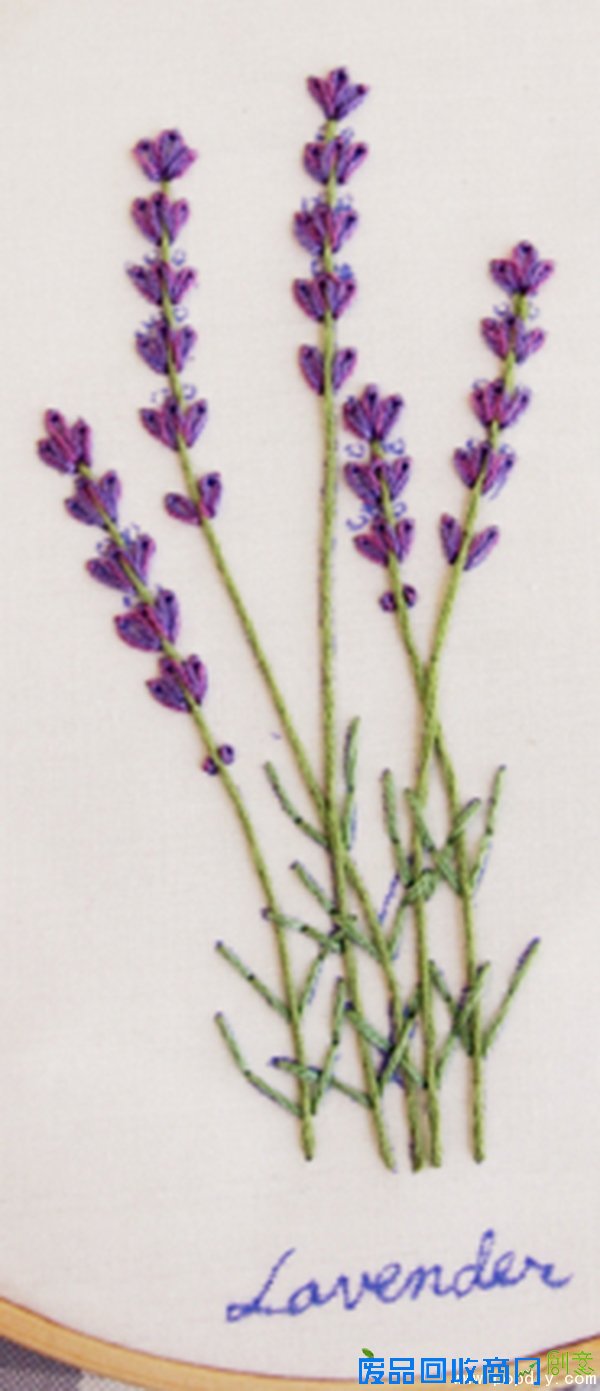 一款小清新文艺的薰衣草刺绣教程图解