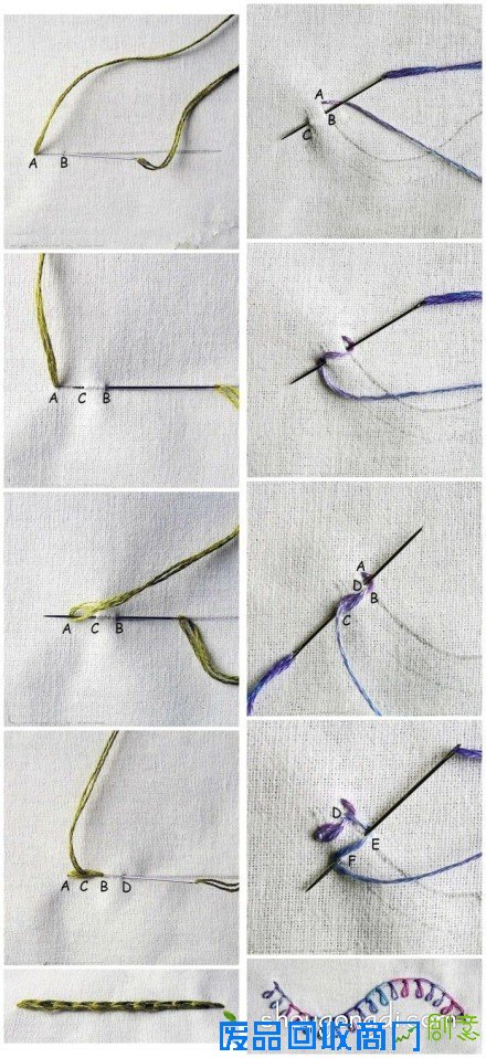 简单树叶和花纹刺绣入门 基础刺绣叶子和花纹 -  