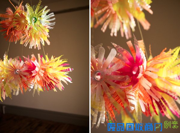 废旧饮料瓶手工制作出装饰家的彩色花朵