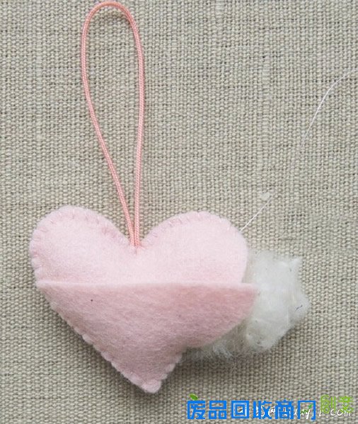 布艺爱心小挂件DIY 不织布心形便签夹制作- 