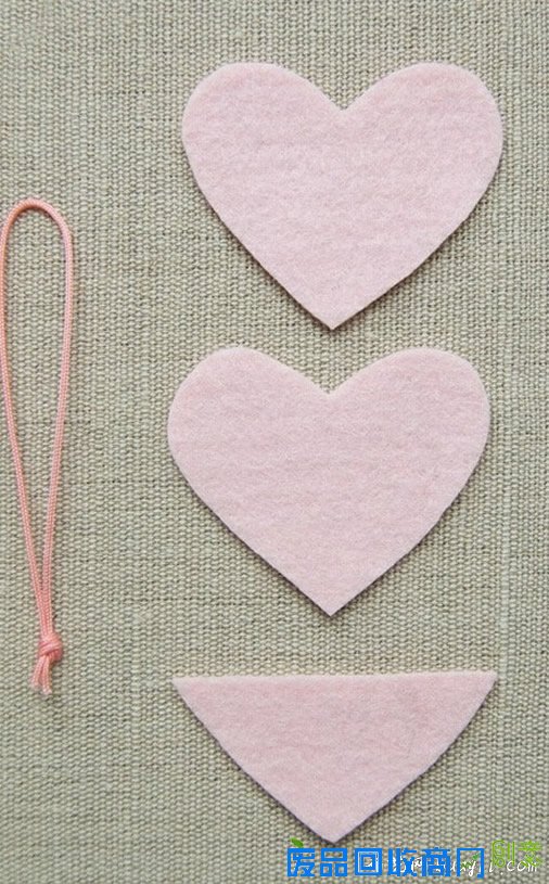 布艺爱心小挂件DIY 不织布心形便签夹制作- 