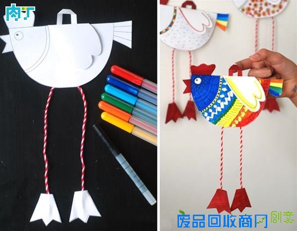 幼儿园手工小制作 纸艺小鸡挂饰的做法◆肉丁儿童网